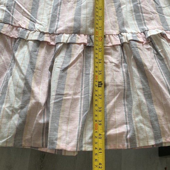 Madison Grey Striped Ruffle Dress cotton summer Sunday size XL boho - Picture 10 of 15